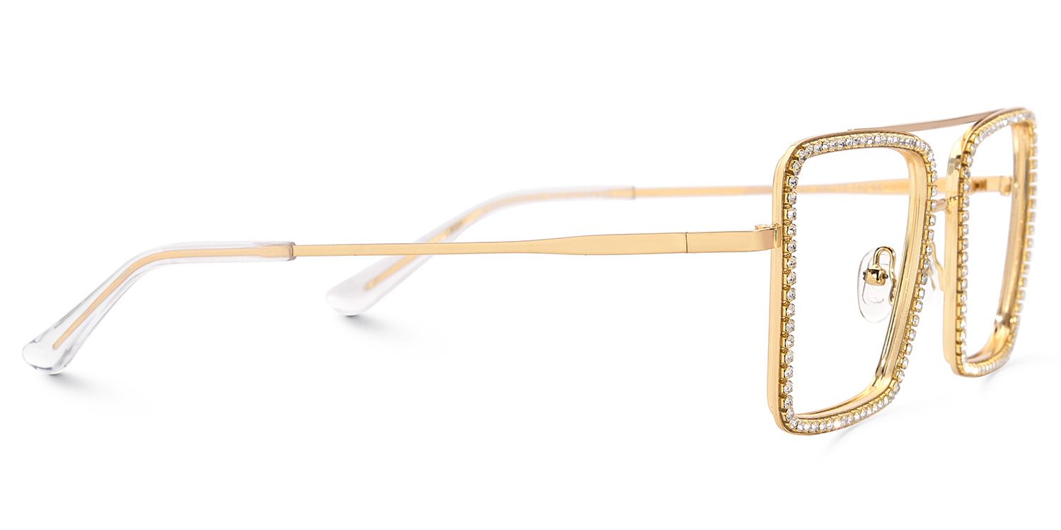 Diva Frame Glasses, Gold Glitter Sparkle Square Eyeglasses4