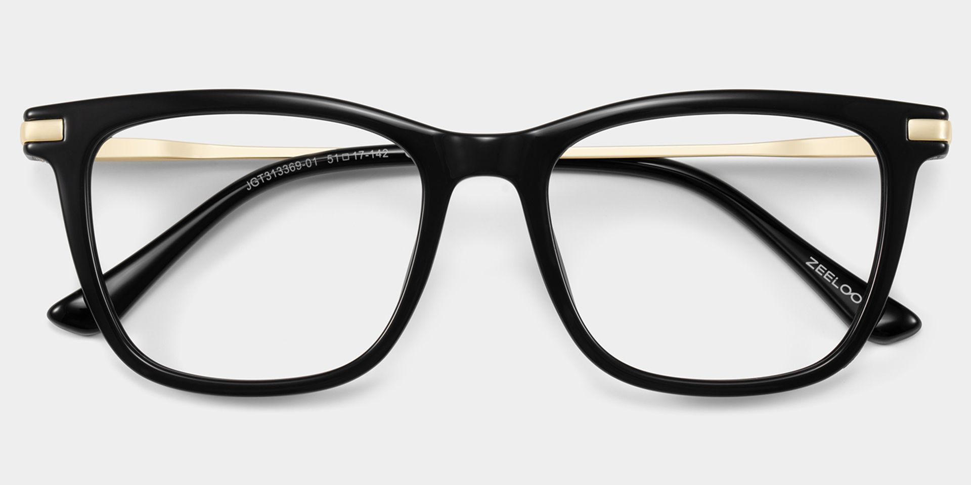 Selena Rectangle Black and Gold Frame Glasses | ZEELOOL2