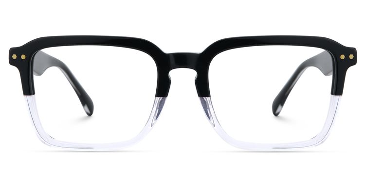Vickerie Rectangle Black Clear Glasses