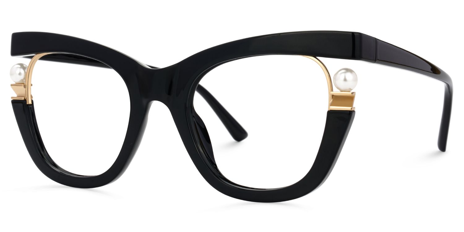 Pearl Cateye Black Glasses3