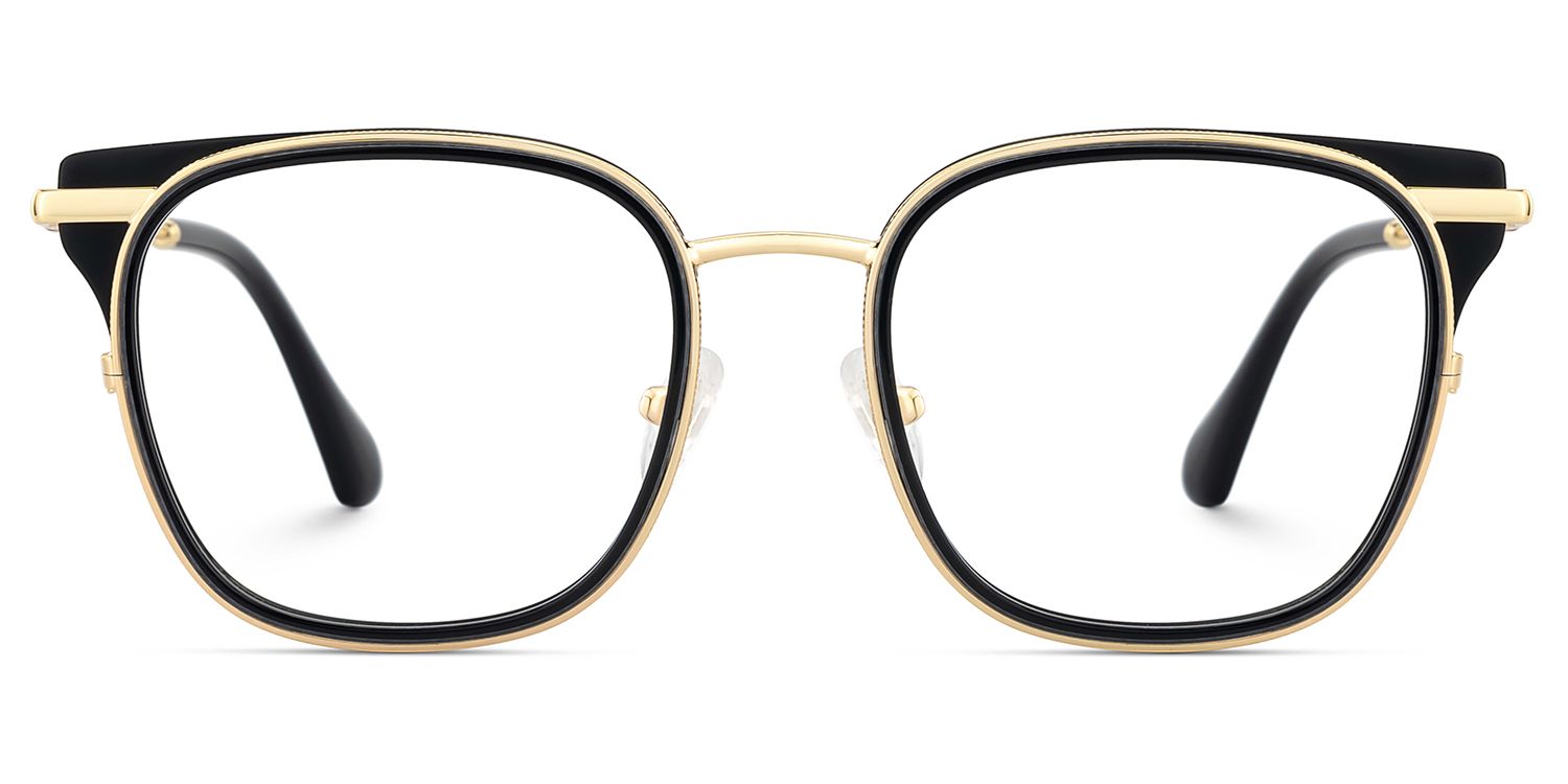 Cameron Eyeglasses in Square Black-gold Frame | Zeelool1