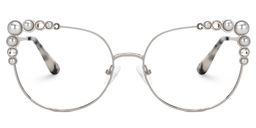 Wallice Cateye Silver Glasses0