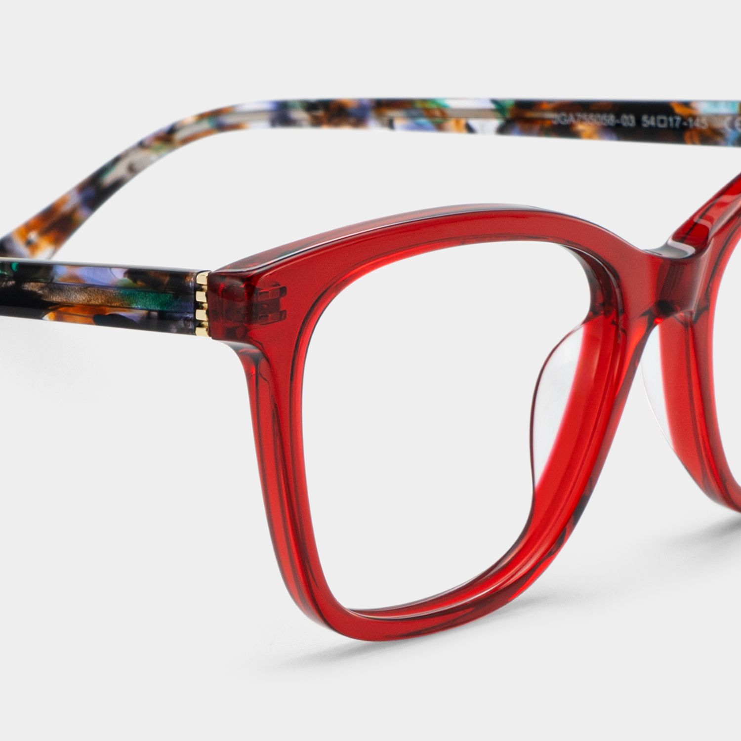 Bella Gardening Red Floral Rectangle Acetate Glasses | ZEELOOL4