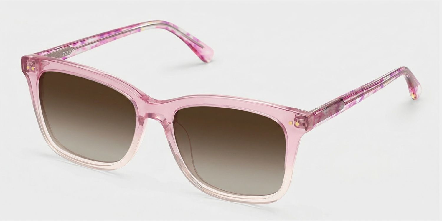 Layla Floral Pink Square Acetate Glasses for Women | ZEELOOL2