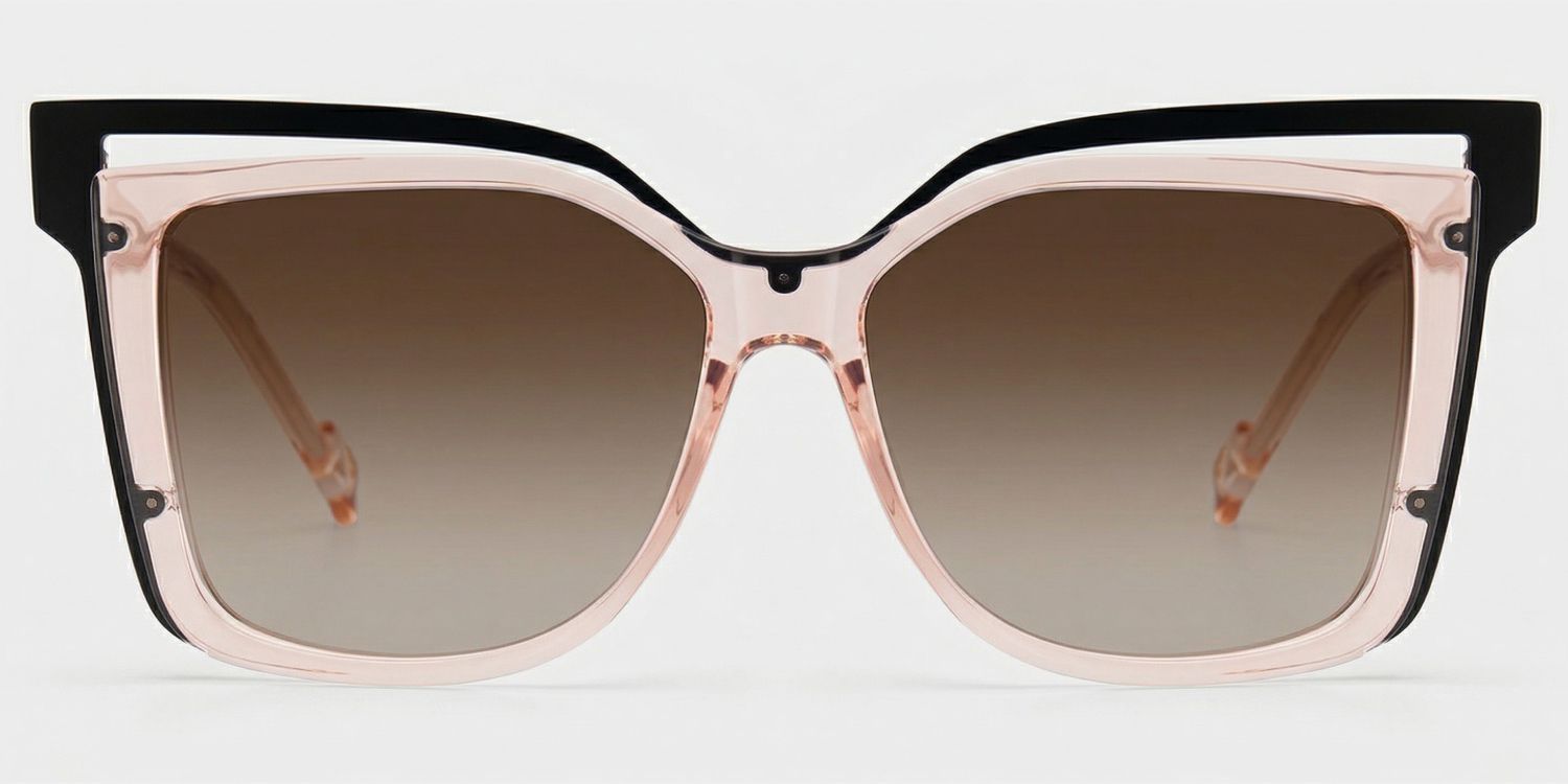 Twolla Square Beige Glasses and Black Edge Frame0