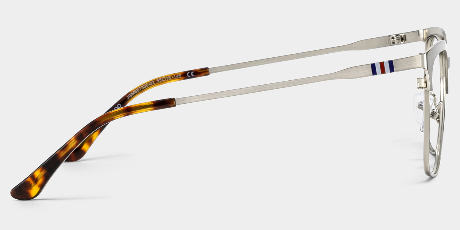 Cleo Silver Frame Glasses with Browline Frame Online | ZEELOOL Canada4