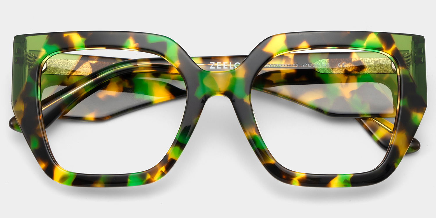 Viva Square Green Tortoise Glasses2