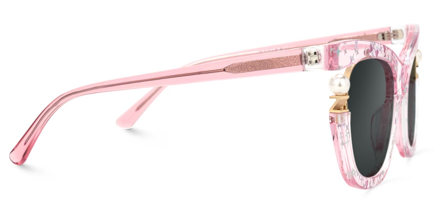 Transparent Pink Sunglasses with Pearl and Glitter Stars2