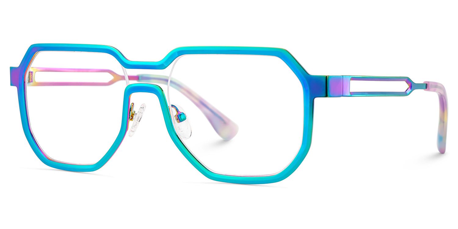Men's Geometric Glasses in an Iridescent Color4