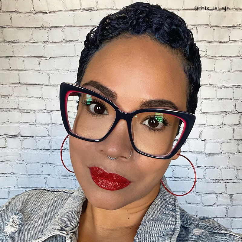 Shanell Butterfly Blue-Red Frame Glasses | ZEELOOL Canada4