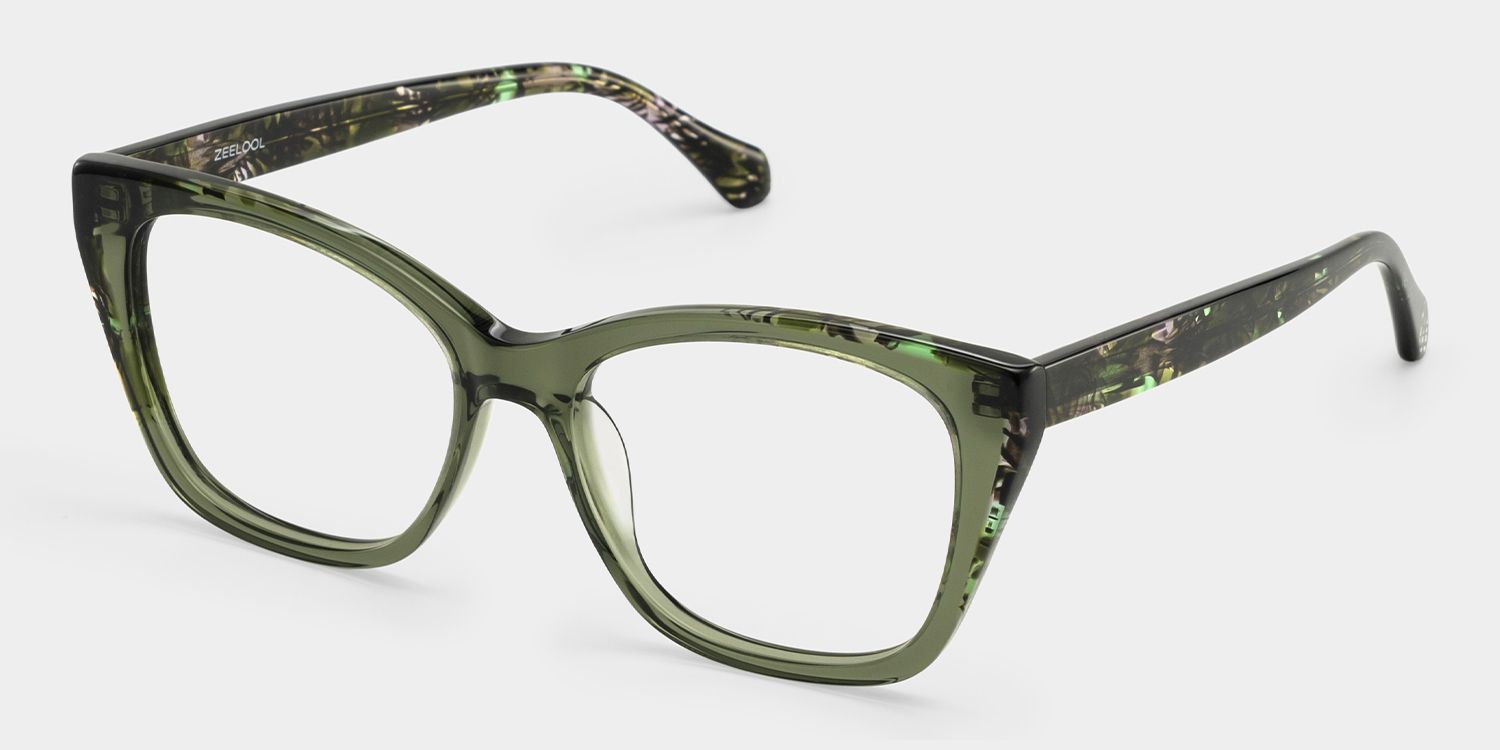 Maple Nature Green Butterfly Acetate Glasses for Spring | ZEELOOL3