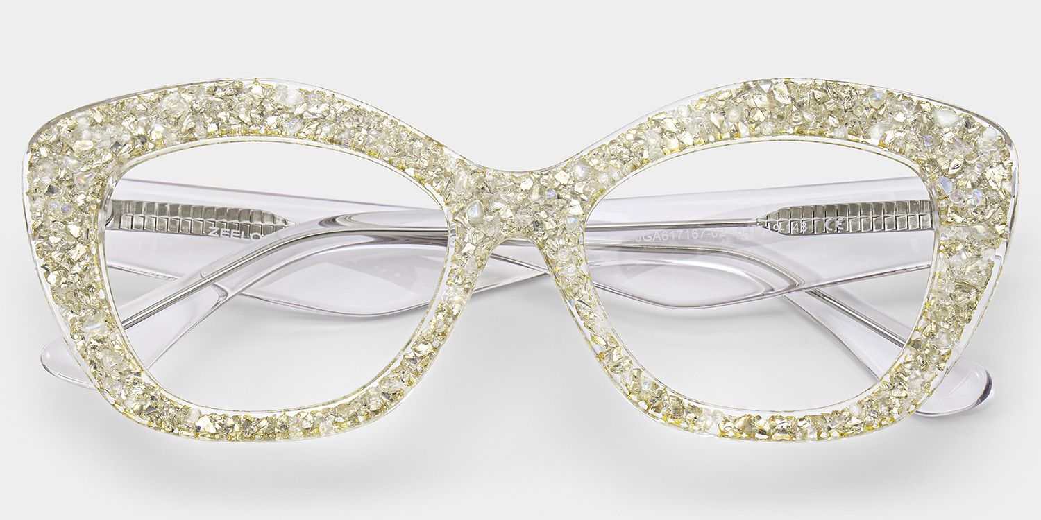 Giselle Cat-eye Clear Rhinestone Glasses Frames | ZEELOOL2
