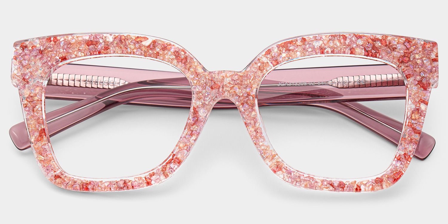 Renata Square Pink Glitter Glasses Frames for Women | ZEELOOL2