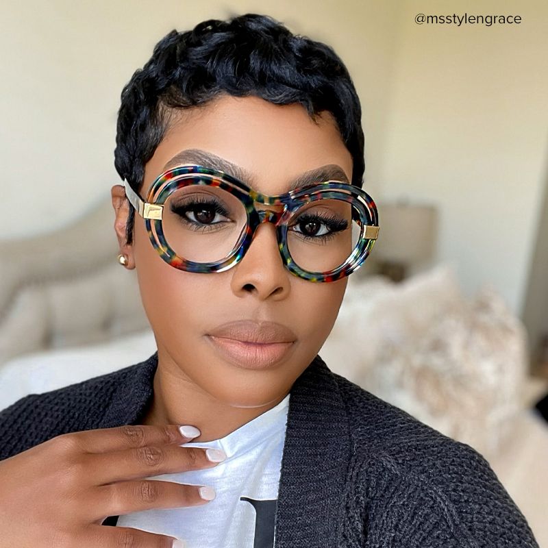 Texidor Round Eyeglasses, Blue Tortoise Frame Glasses4