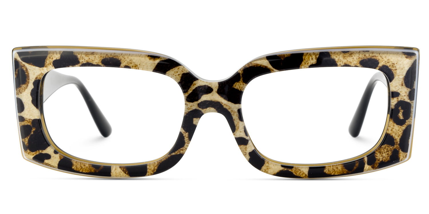 Orduno Rectangle Brown Leopard Glasses1