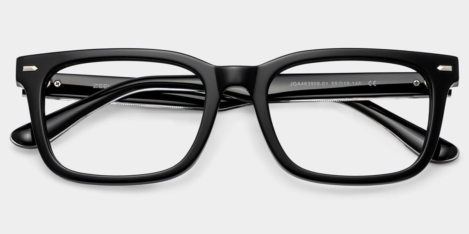 Patrick Thick Black Rectangle Glasses for Men | ZEELOOL2