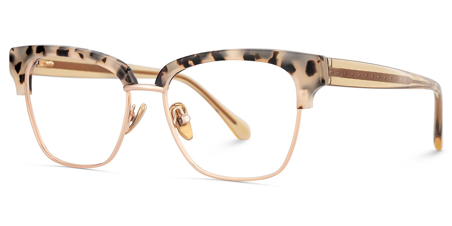 Browline Tortoise Eyeglasses- Ellis Mixed Frame Glasses2