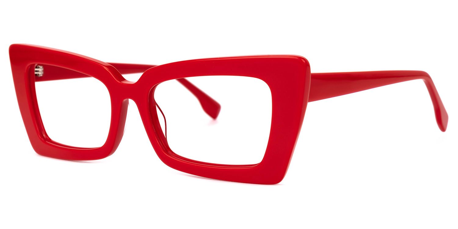 Newell Bright Red Rectangle Large Frame Glasses | ZEELOOL Canada1