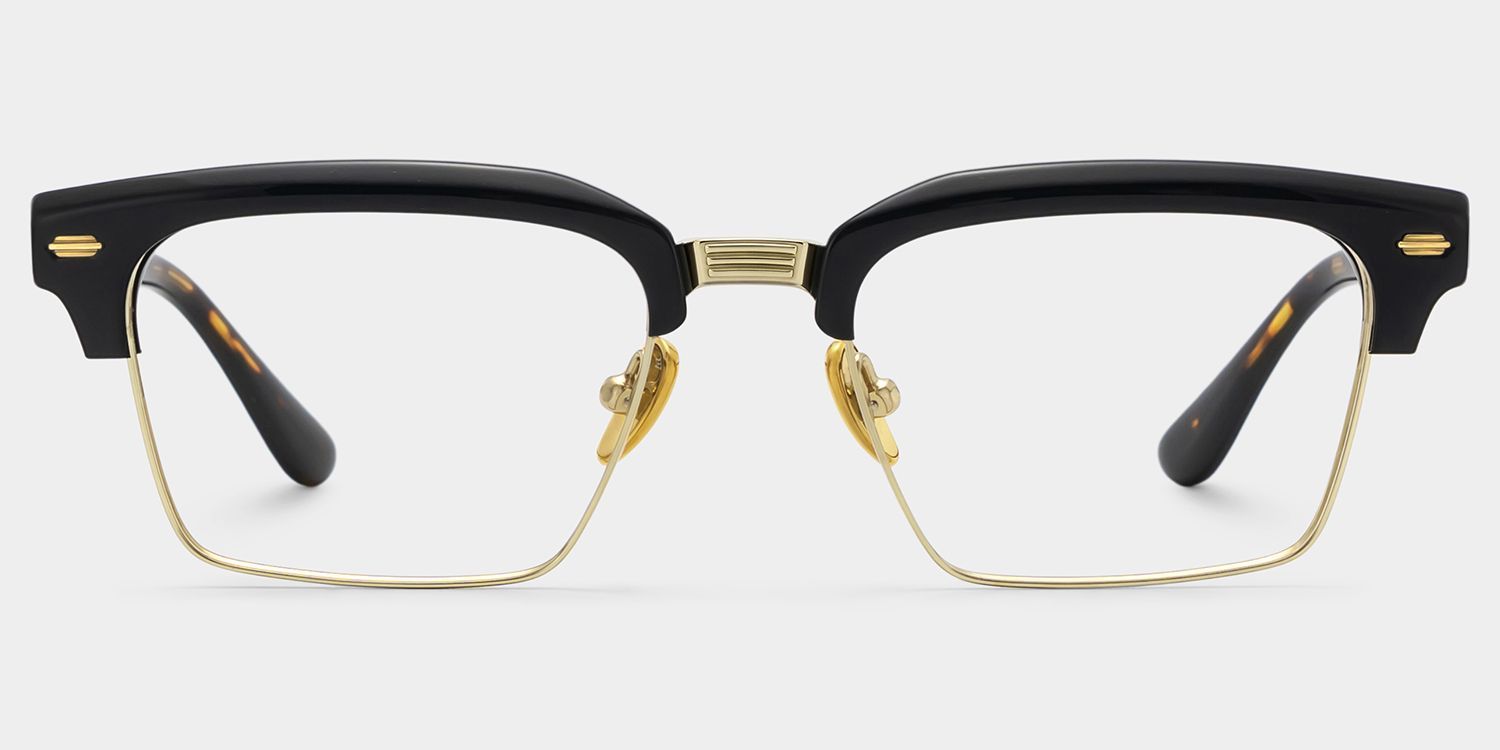 Landon Balck and Gold Browline Glasses for Men | ZEELOOL1