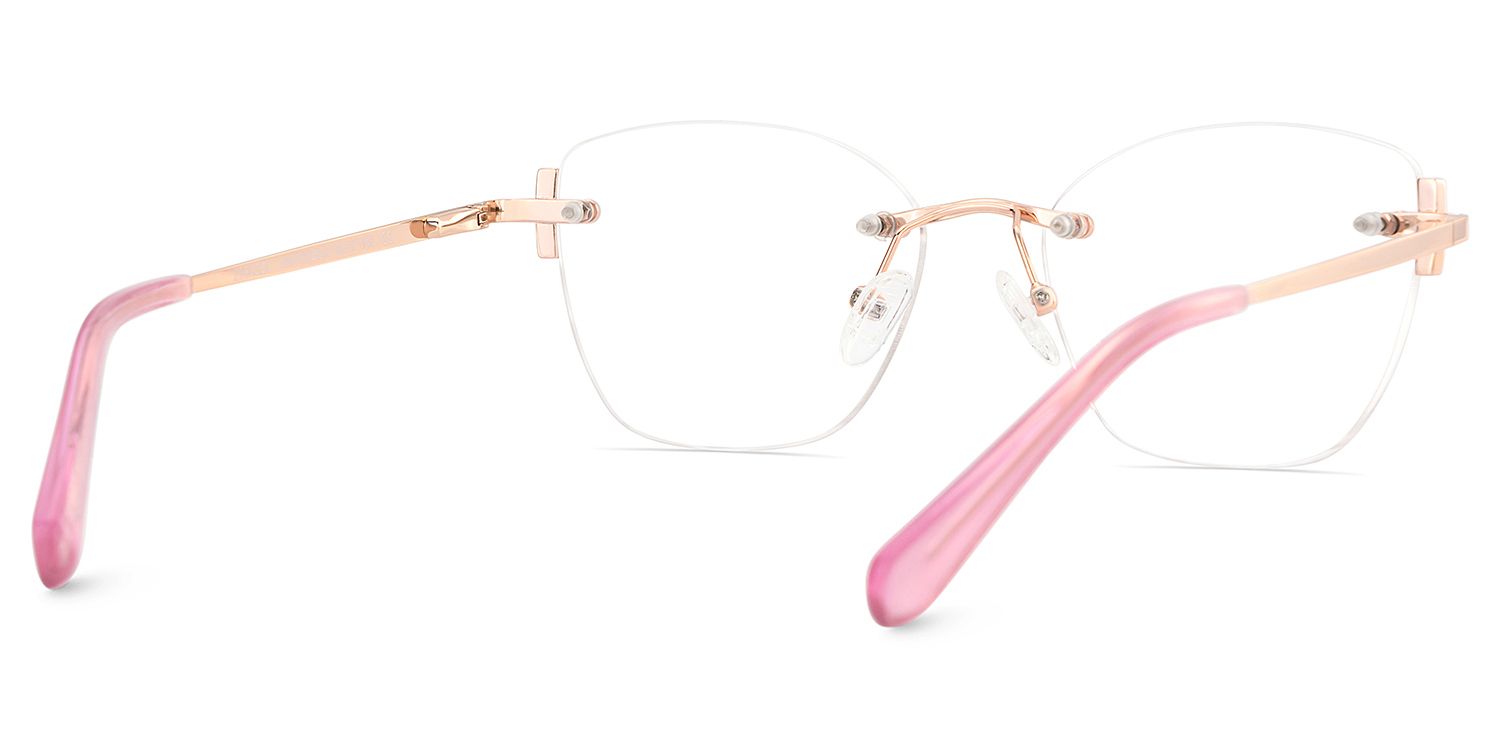 Pink Rectangle Jaxon Eyeglasses with Rimless | ZEELOOL Canada5