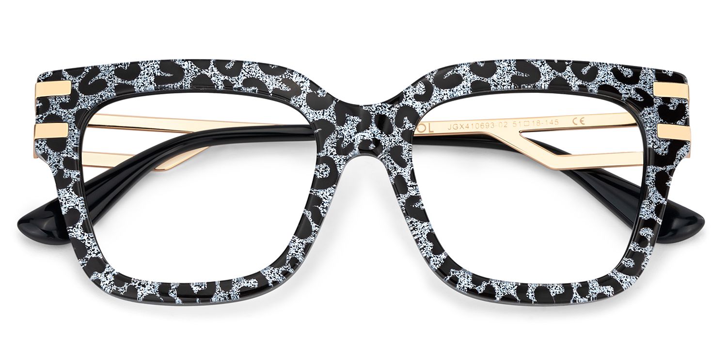 Square Cat-Eye Glasses With Gray Leopard2