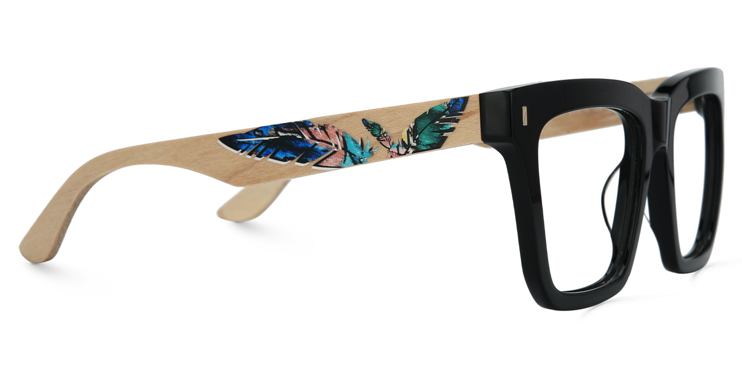 Rectangle Vintage Glasses With Wood Temples4