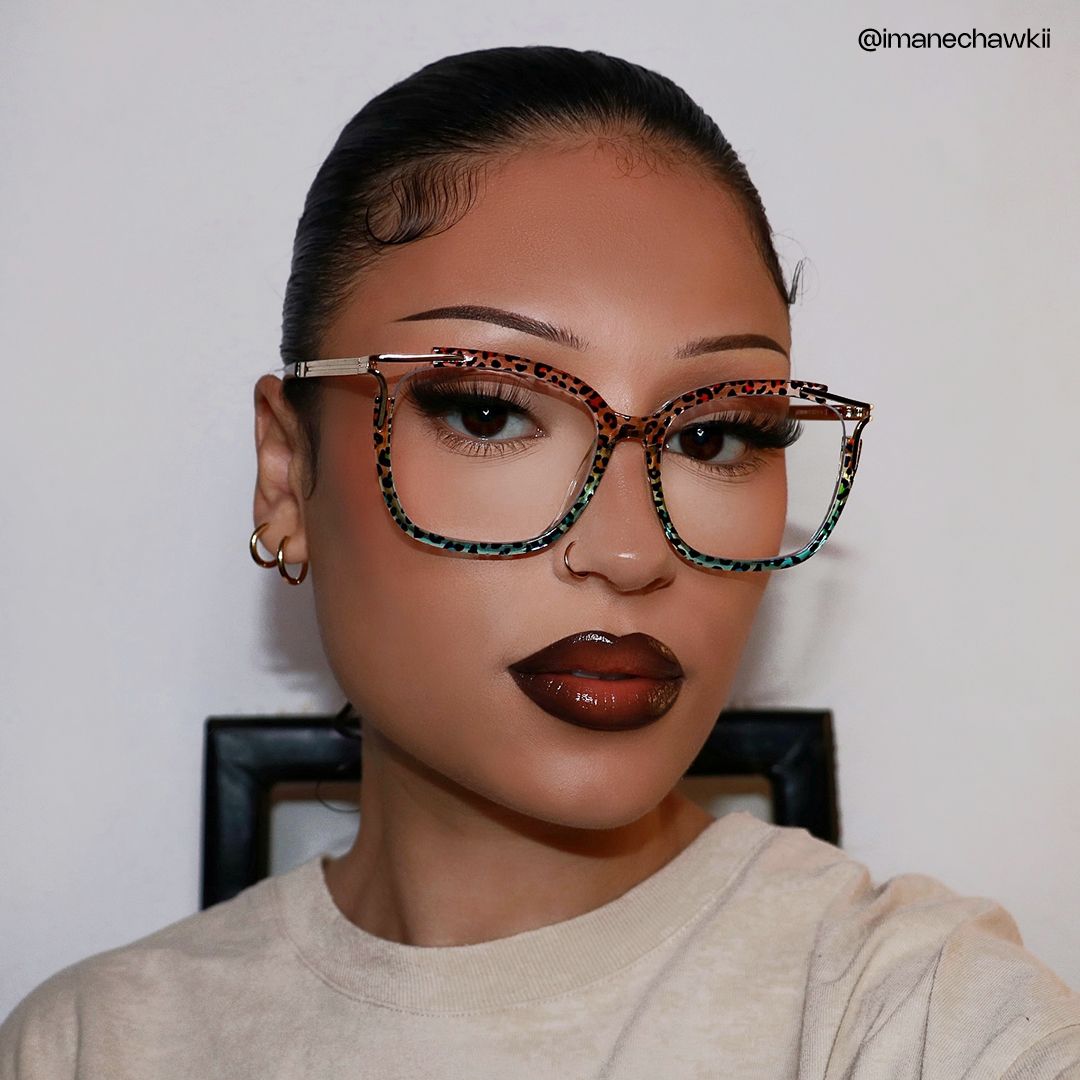 Spring hinges Sidibe Eyeglasses, Sidibe Blue leopard Glasses -Zeelool5