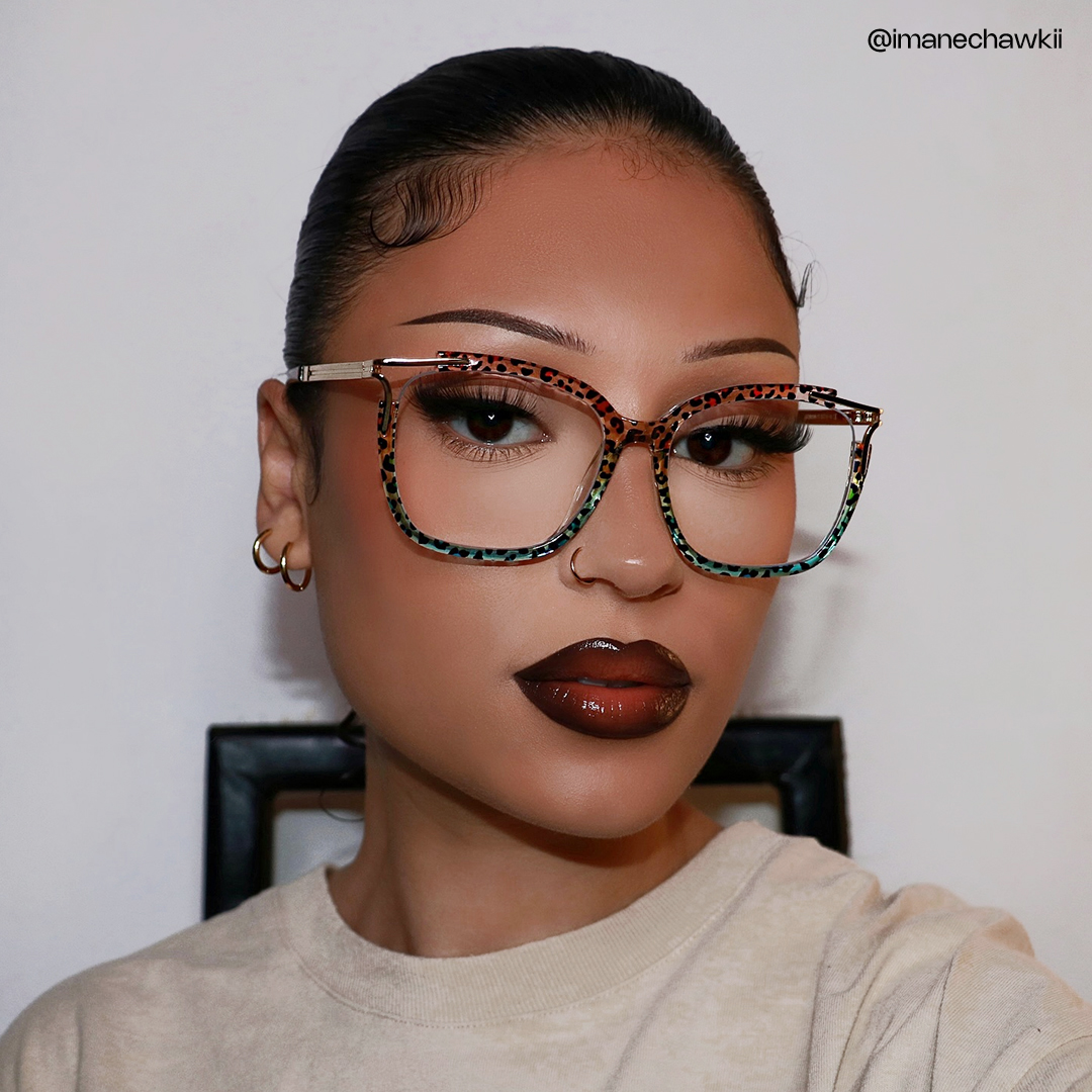 Spring hinges Sidibe Eyeglasses, Sidibe Blue leopard Glasses -Zeelool4