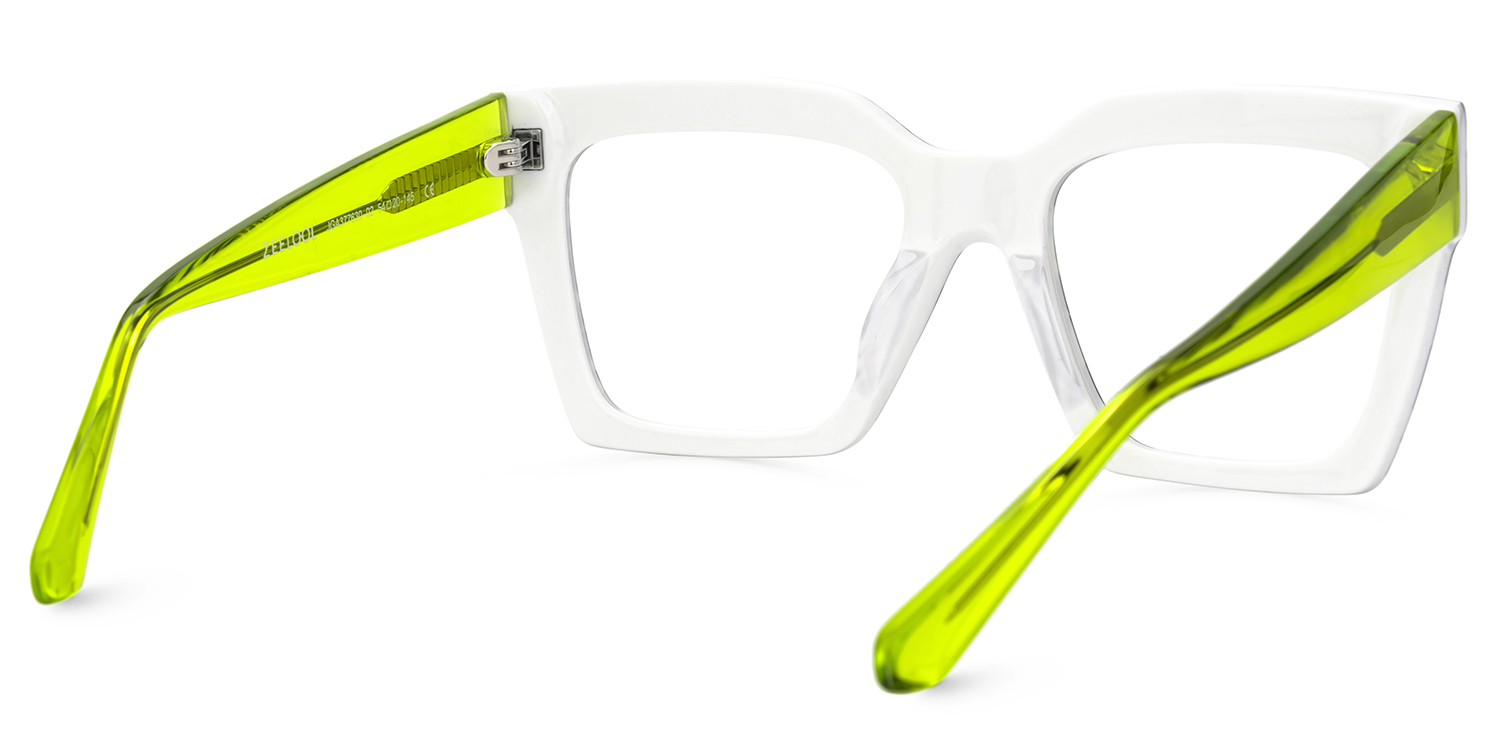 Morreen Square Prescription Glasses With Neon Green Arms | ZEELOOL Canada3