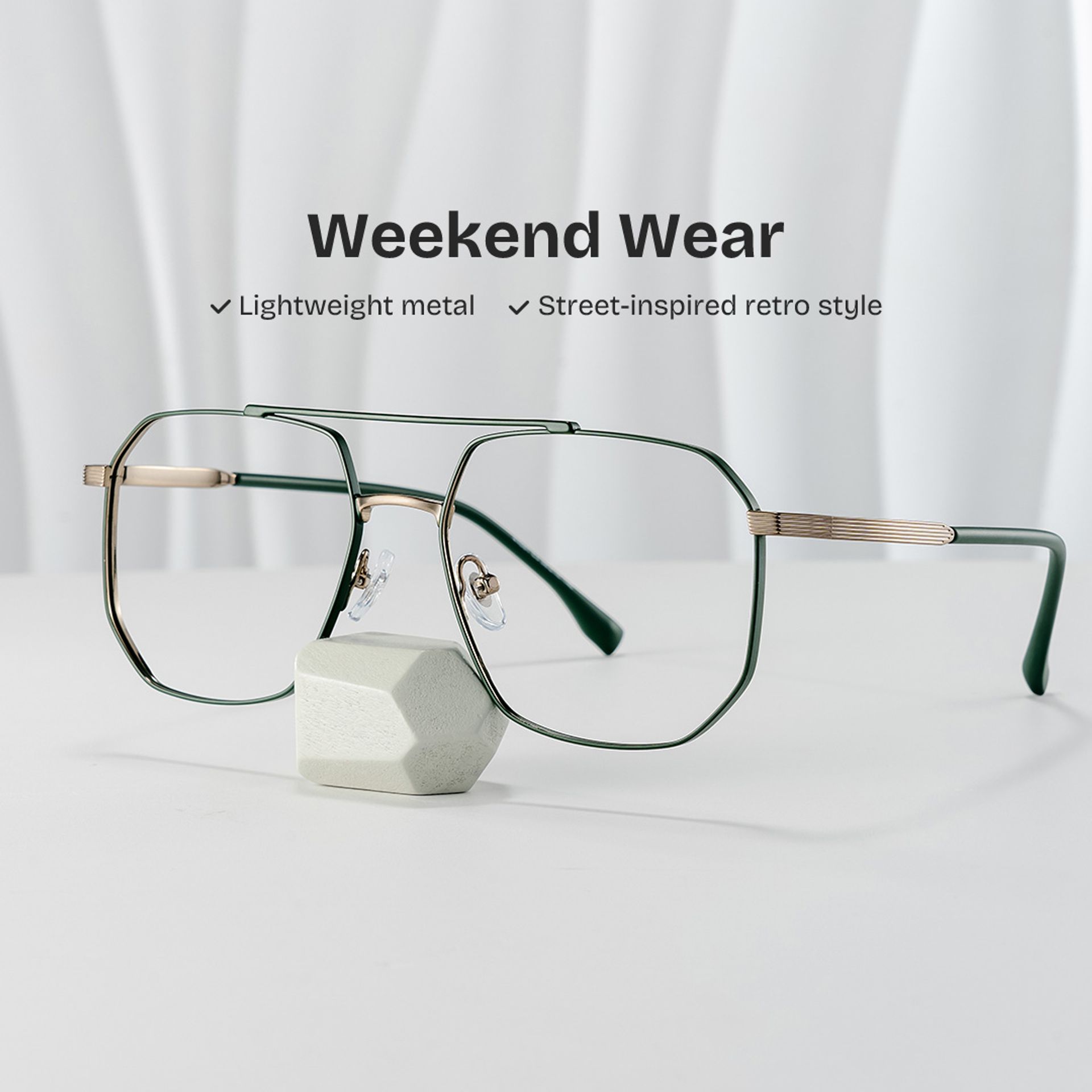 Logan Green Frame Glasses with Aviator Frame Online | ZEELOOL0