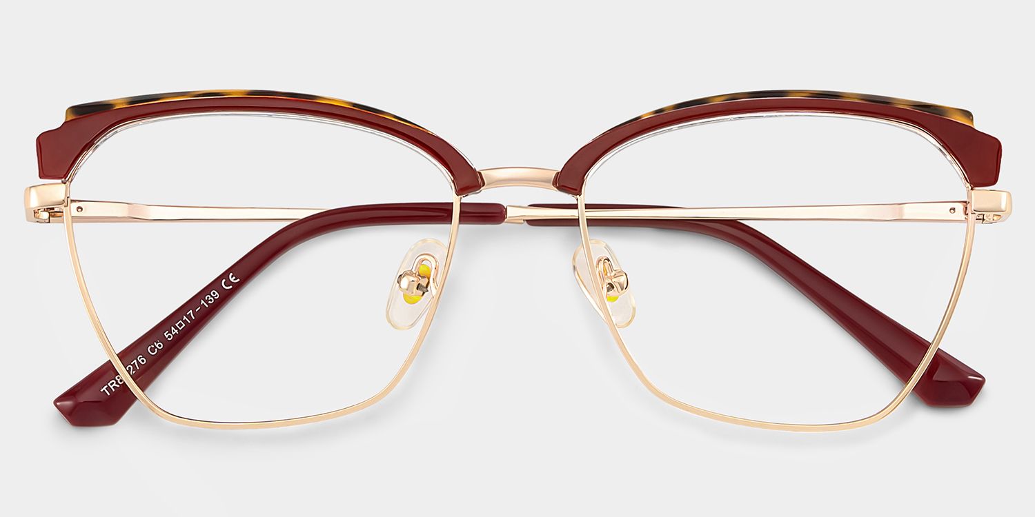 Phoebe Browline Red Frame Eyeglasses for Woman| ZEELOOL Canada2