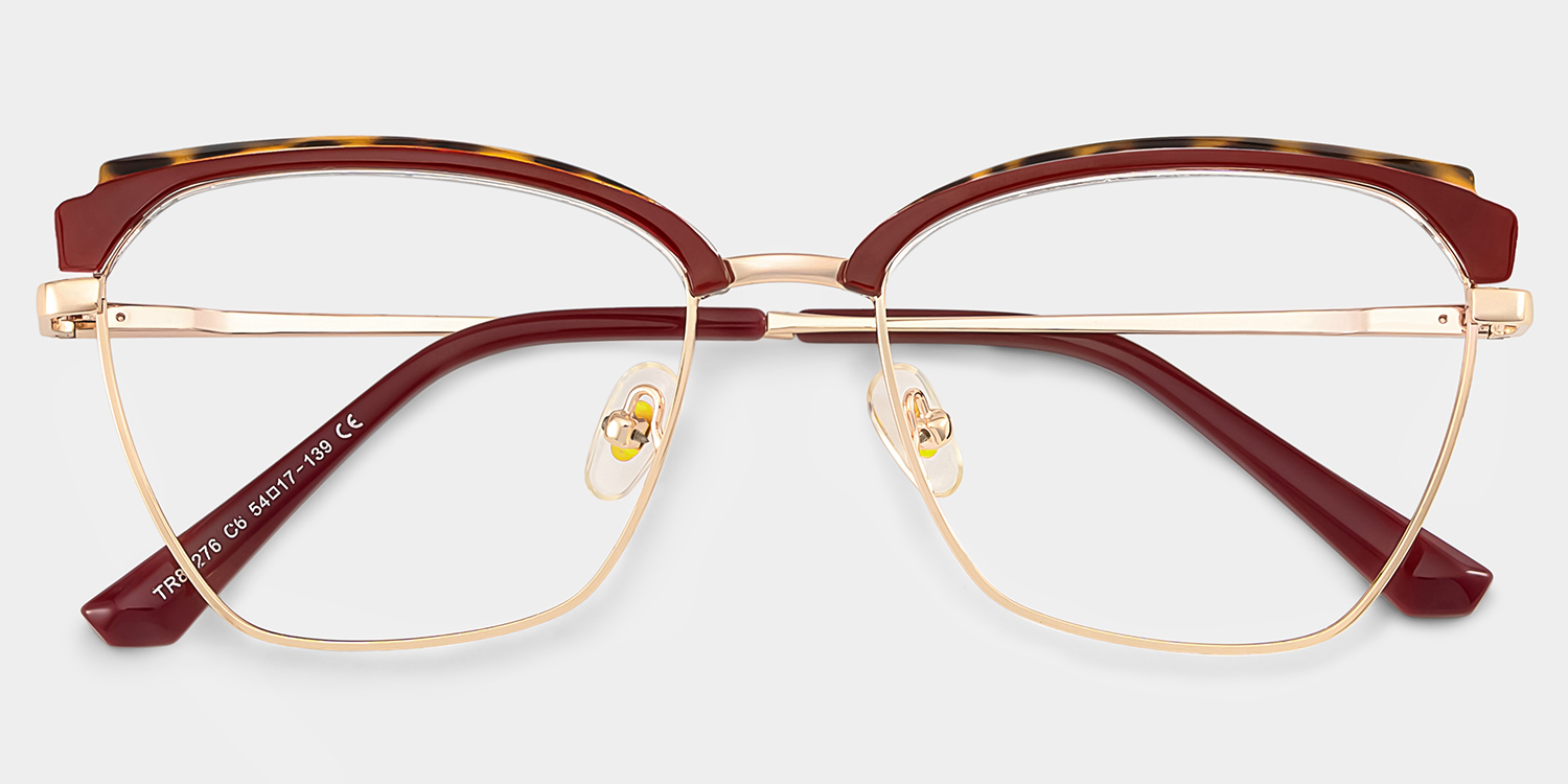 Phoebe Browline Red Frame Eyeglasses for Woman| ZEELOOL Canada2