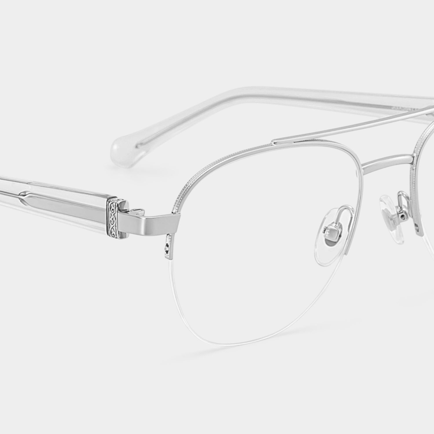 Emily Silver Frame Glasses with Aviator Frame Online | ZEELOOL4
