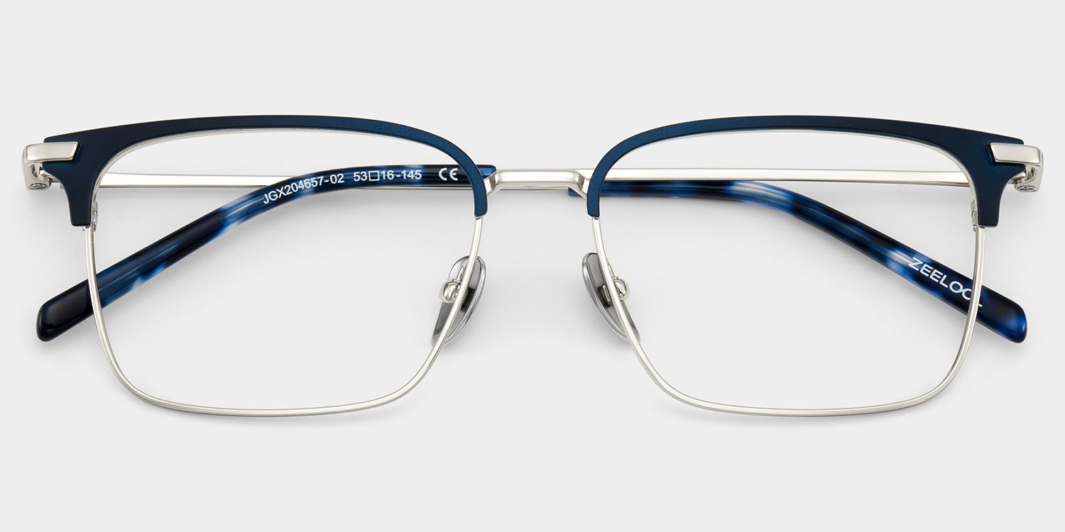 Maxwell Blue Browline Glasses Frames in Titanium for Men | ZEELOOL CANADA1