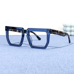 Daniela Rectangle Blue Glasses4