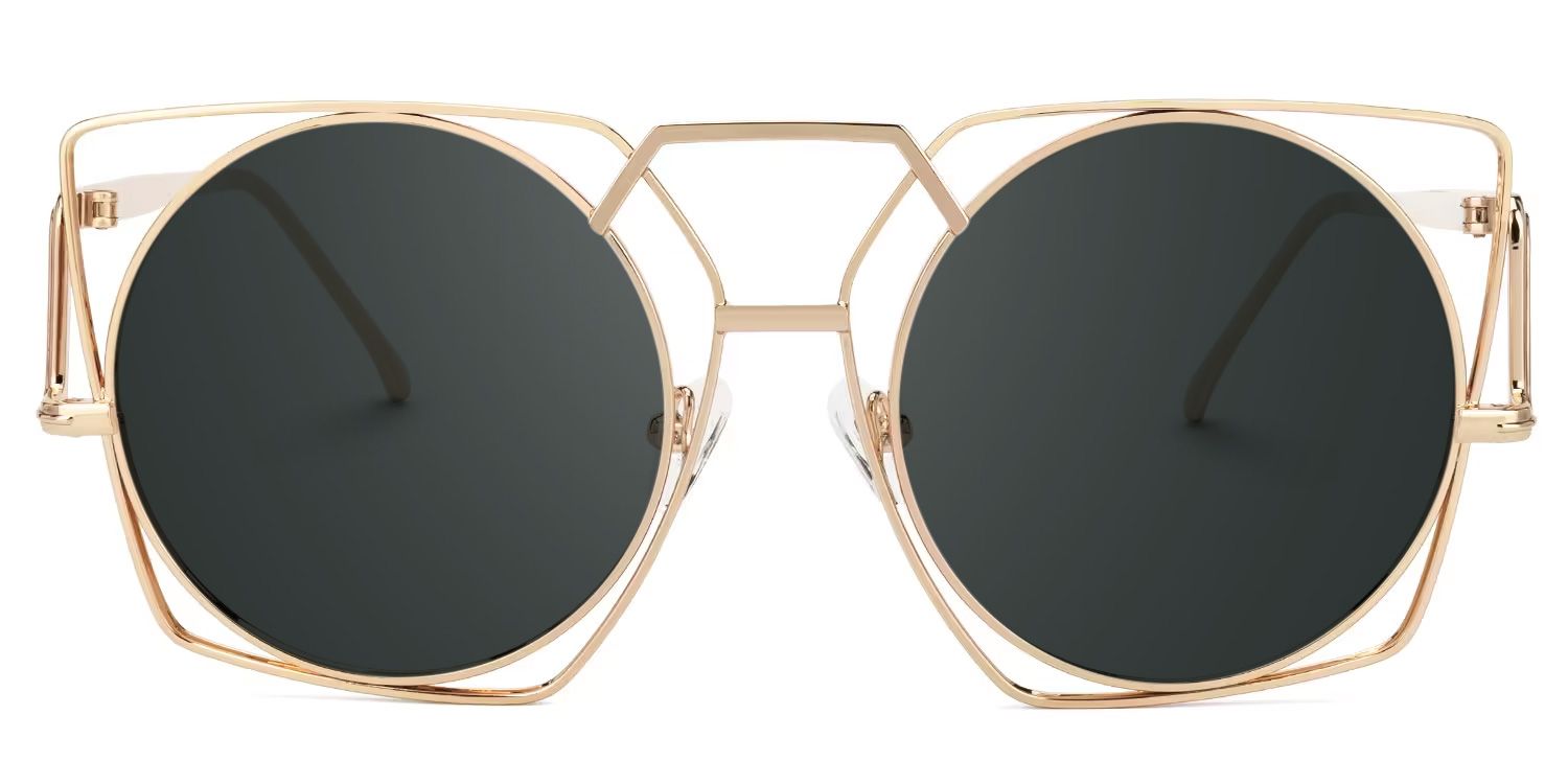 Ybarra Geometric Sunglasses with Metal Gold Frames | ZEELOOL CA0