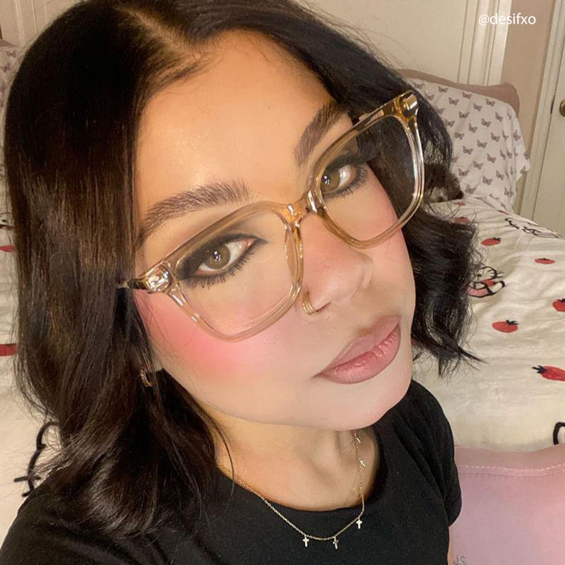 Jacqui Square Beige Eyeglasses and Clear Frame8