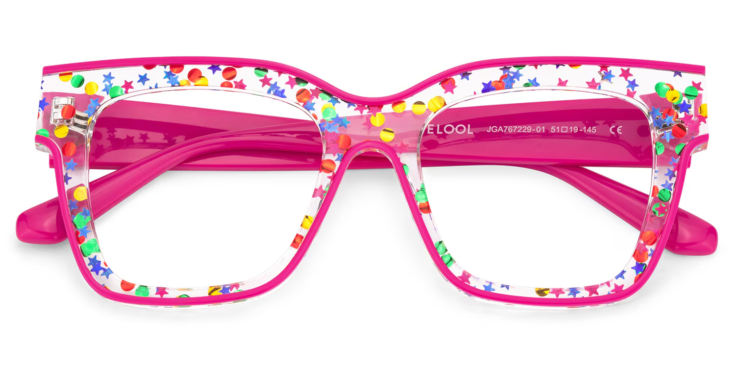 Zerica Square Rose Red Glasses3