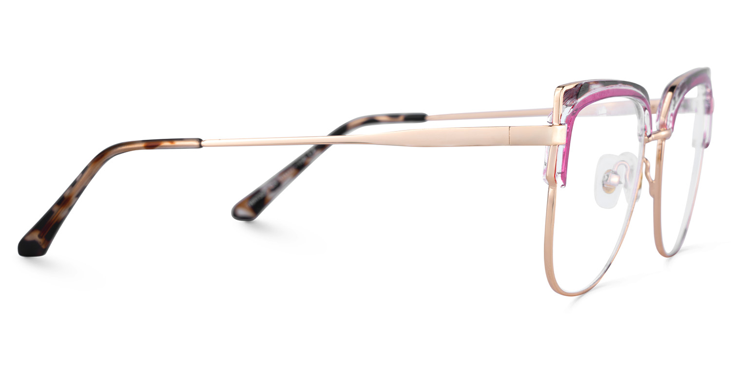 Samson Pink Square Glasses With Tortoiseshell Color-Block Design4