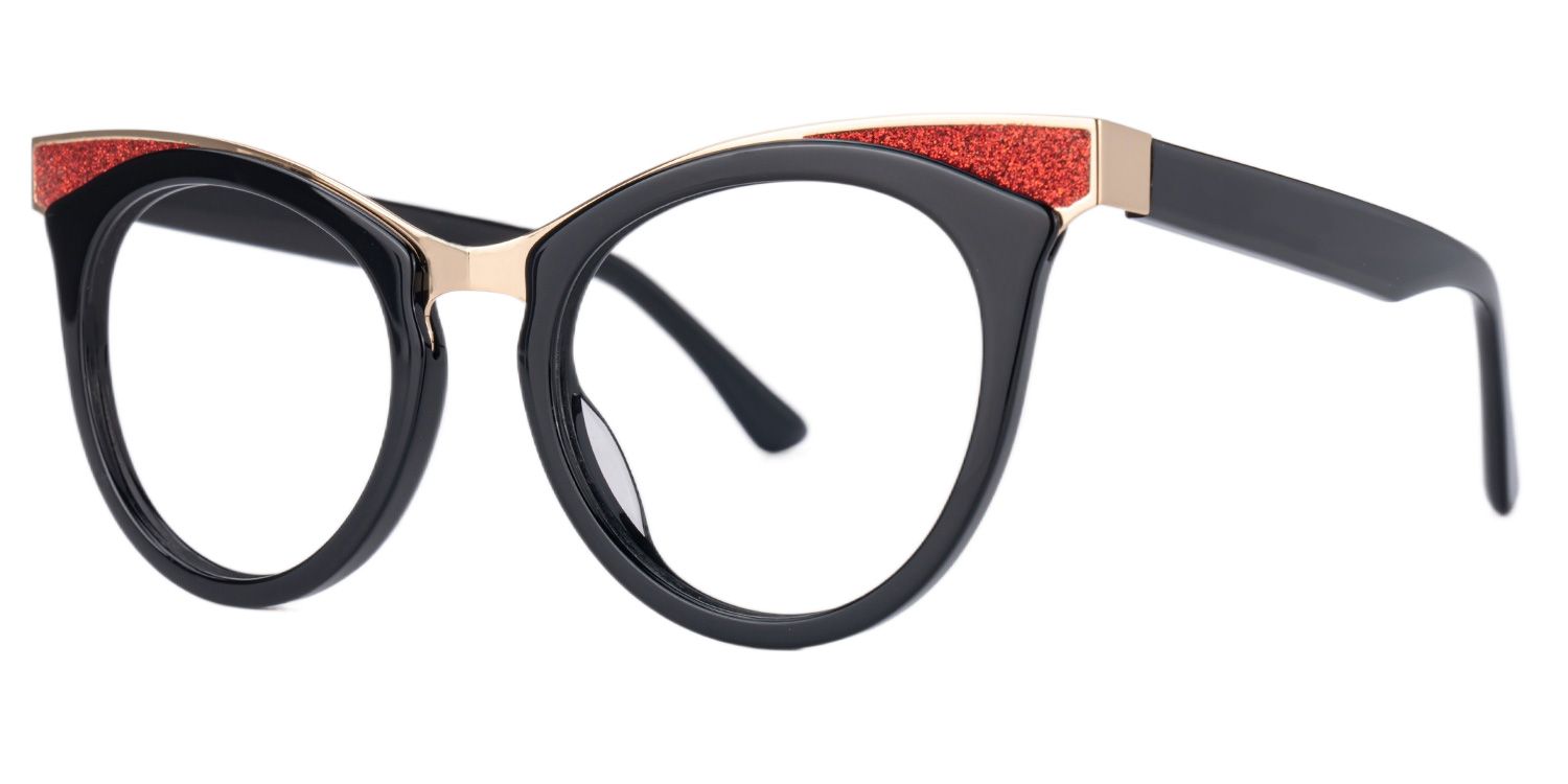 Jeanice Black Eyeglasses with Cateye Shape | ZEELOOL Canada1
