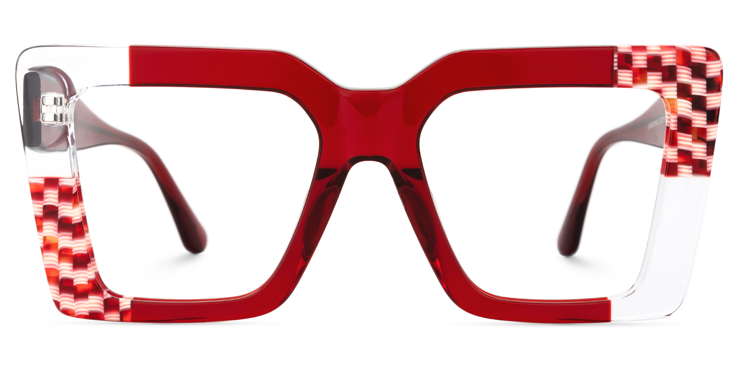 Shamika Big Red Frame Glasses with Rectangle Frames | ZEELOOL Canada0
