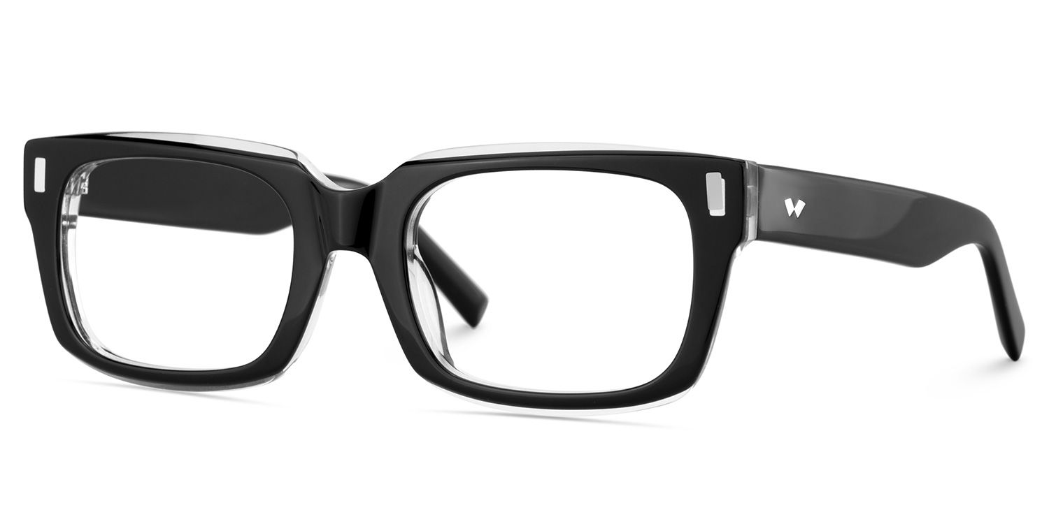 Designer Rectangular Glasses with Clear Rim of Black Frame3