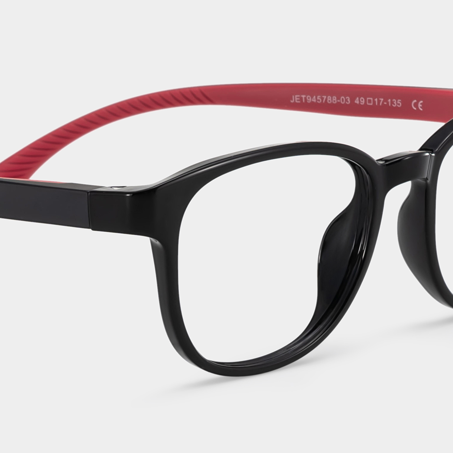 Dale  Round Black Red Glasses3