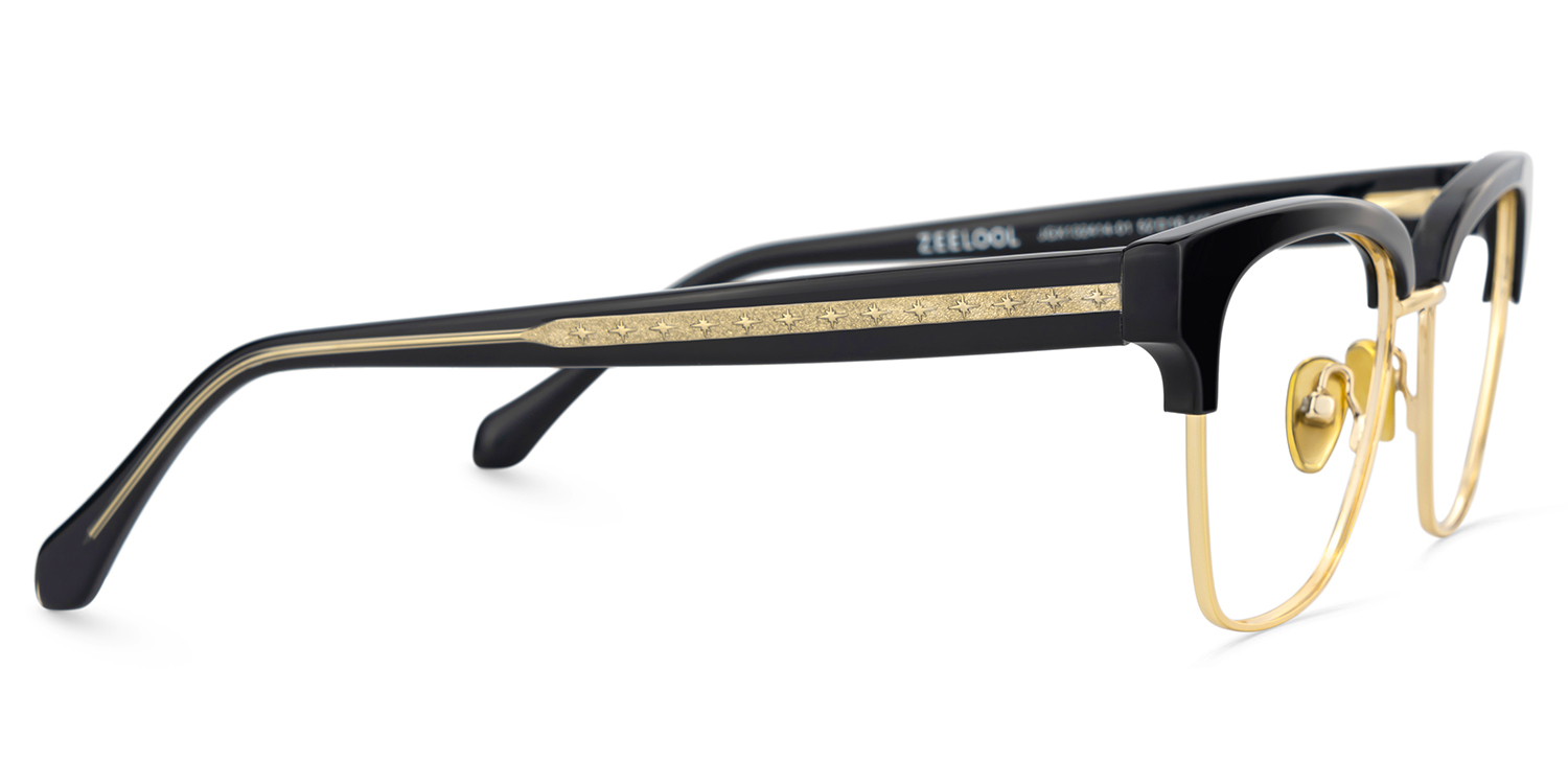 Browline Black Gold Eyeglasses- Ellis Mixed Frame Glasses3