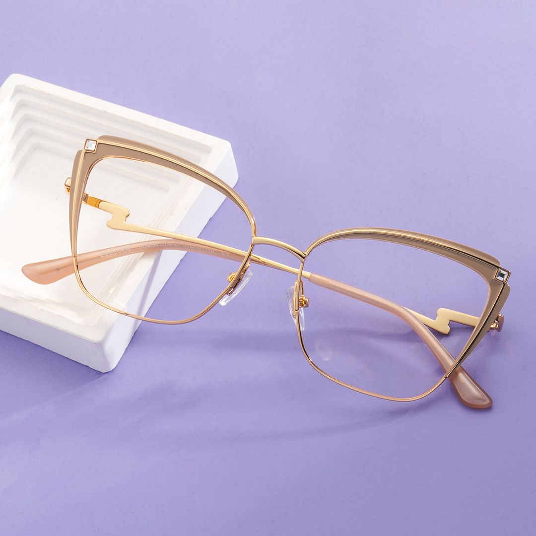 Mariely Cat Eye Brown And Gold Glasses | ZEELOOL Canada0