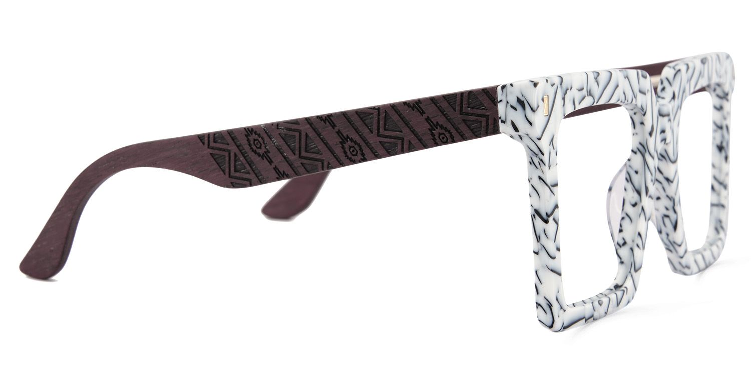 Retro Square Glasses Frames With Wood Temples - Zeelool Glasses4