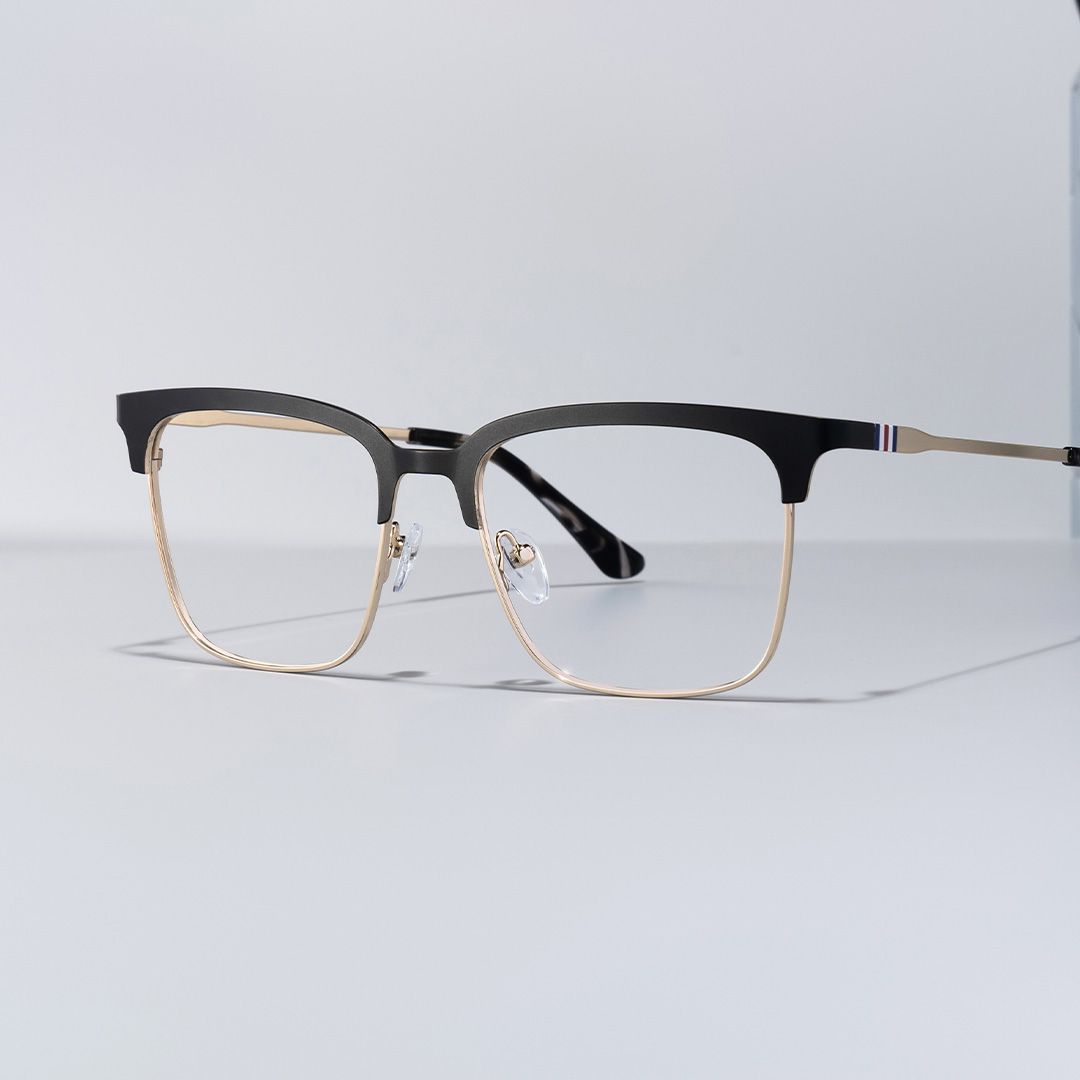 Cleo Black Gold Frame Glasses with Browline Frame Online | ZEELOOL Canada0