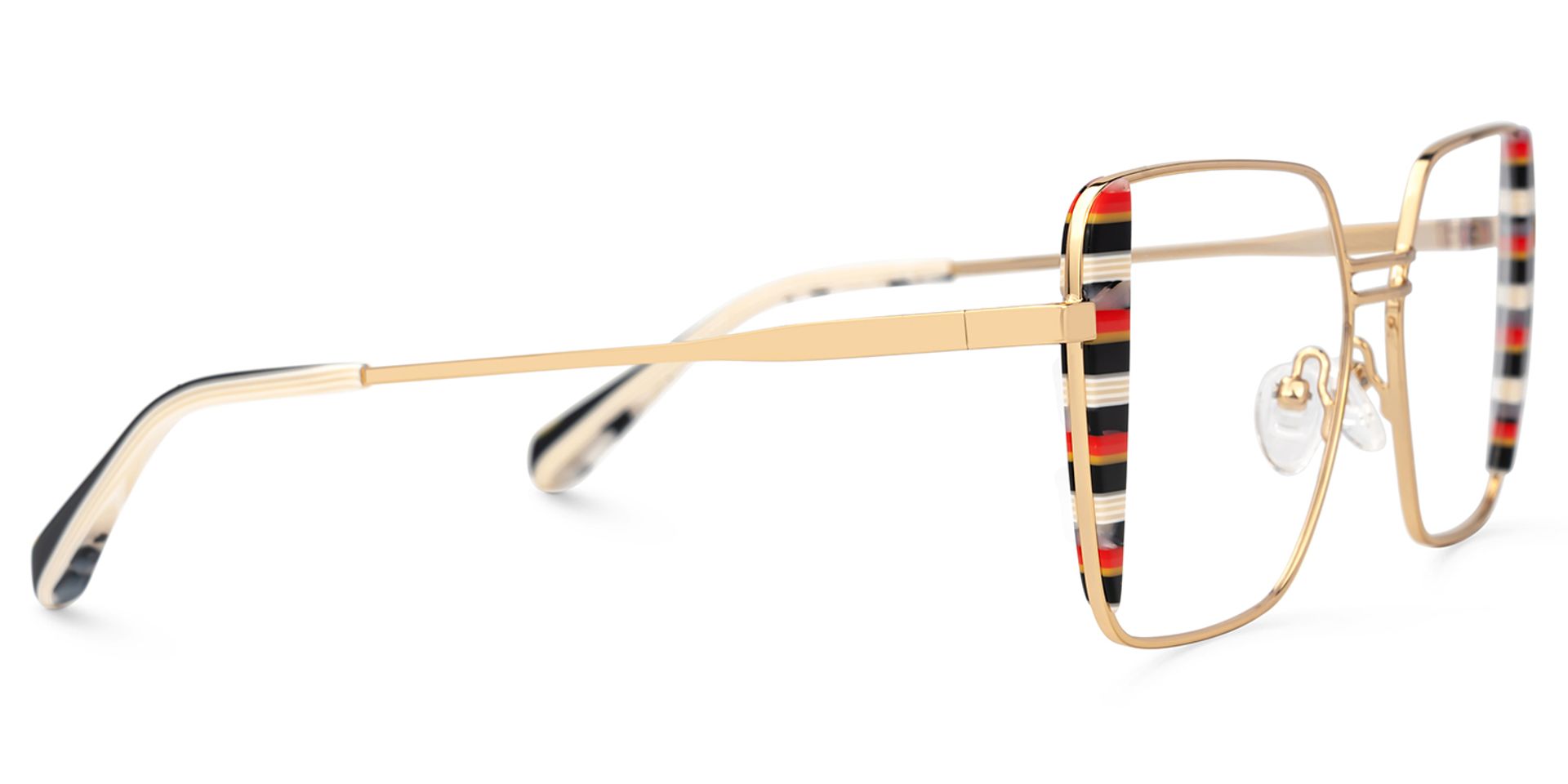 Errica Thin Black Orange Geometric Glasses For Round Face3