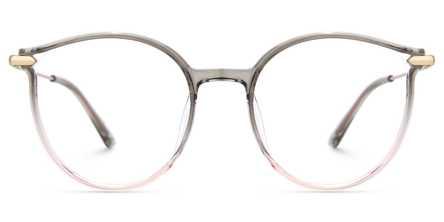 Caylan Gray Pink Round Glasses On Heart Shaped Face0