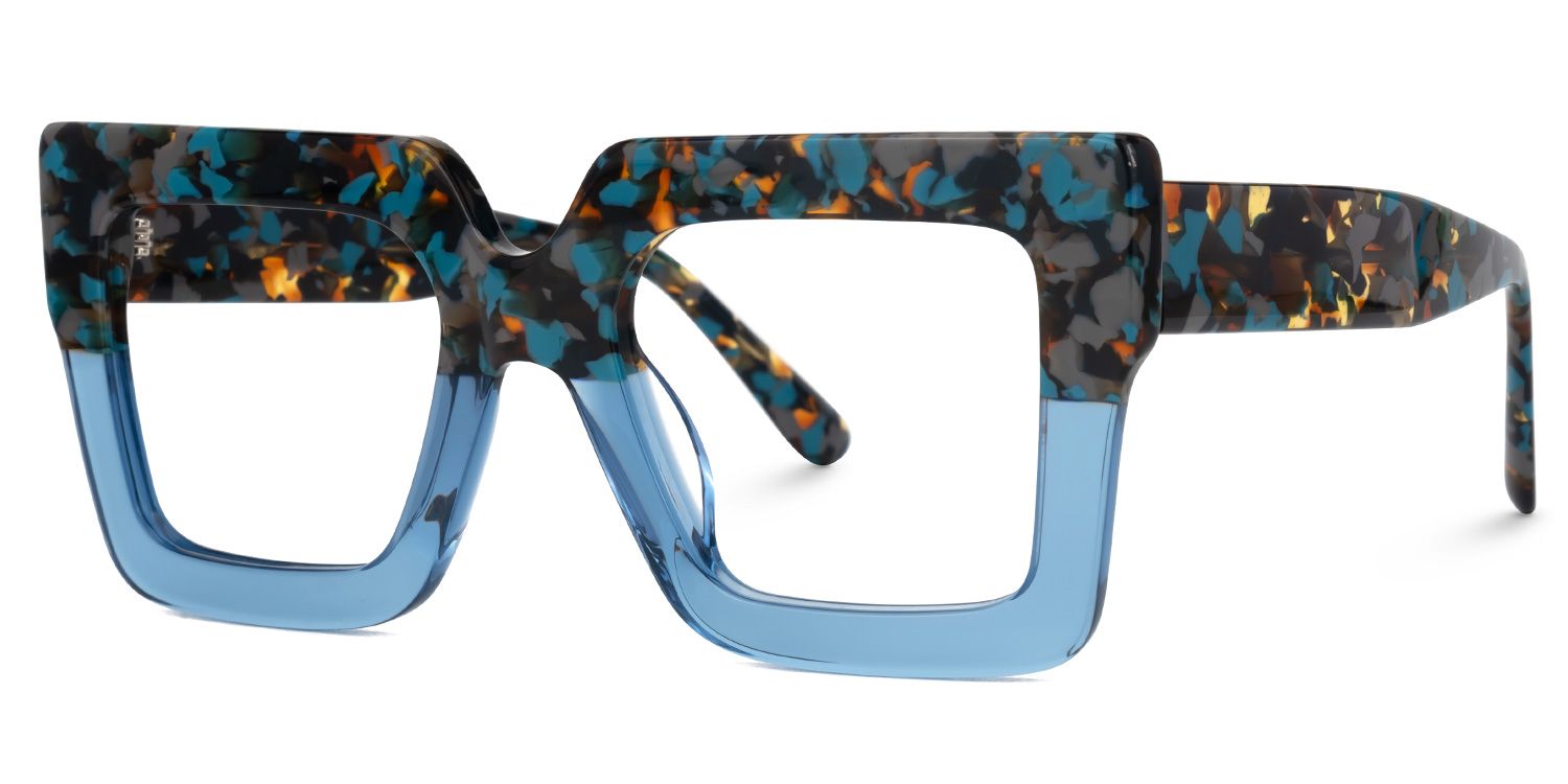 Brandon Blue Square Glasses with Chunky Acetate Frames1